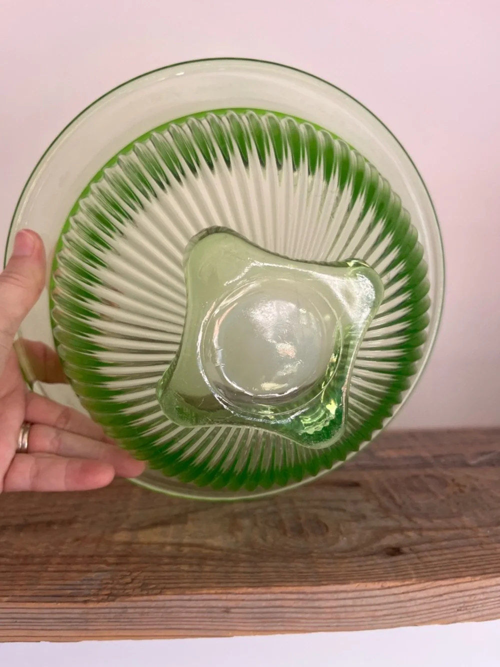 Hazel Atlas Uranium Vaseline Glass Mixing Bowls set two